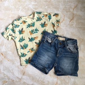 Zara 2pc Shirt/Shirt Set 3/6mo. Tiger/denim.